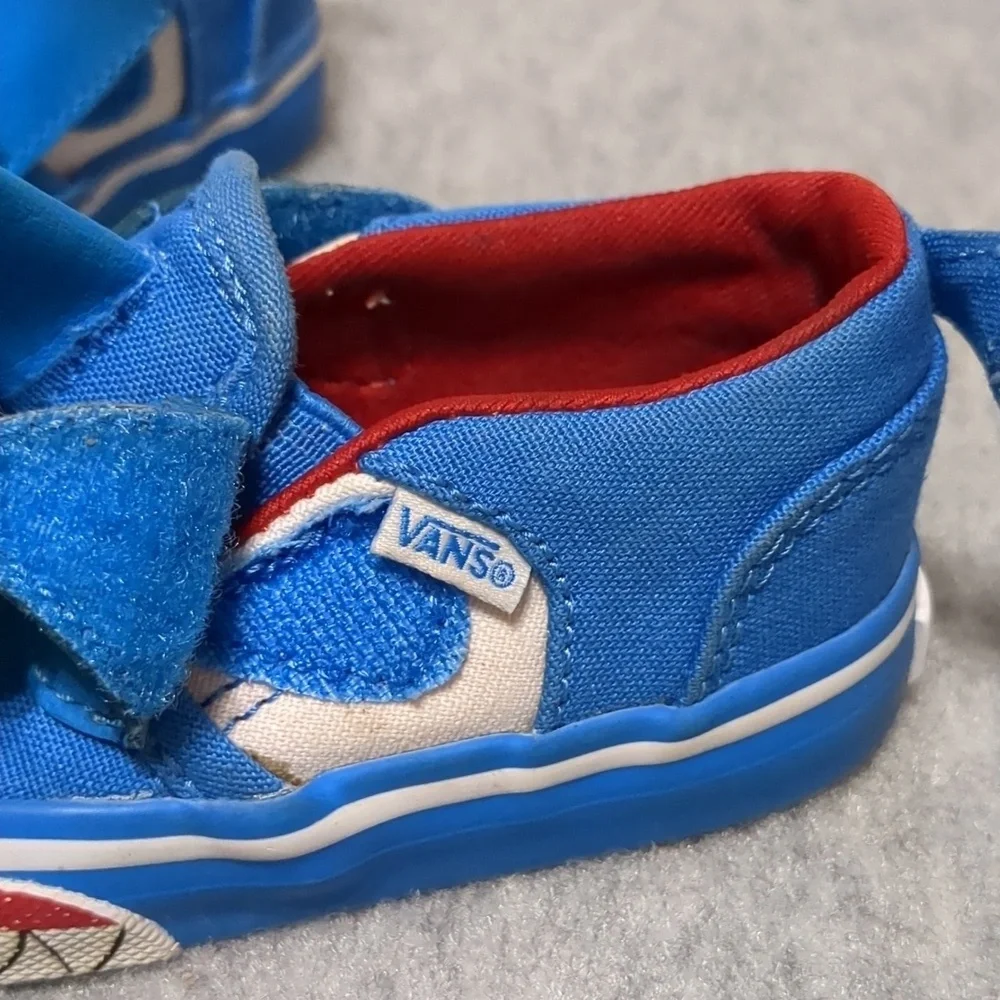Vans kids blue shark design  size 4.5 toddler